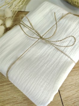 Ткань Муслин жатый двухслойный цвет "Белый"  рулон 30 метров - фото 13110