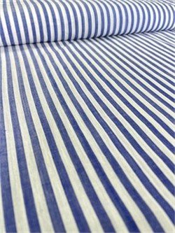 Отрез 1 м Хлопок под лен Сине-белая полоска 5618