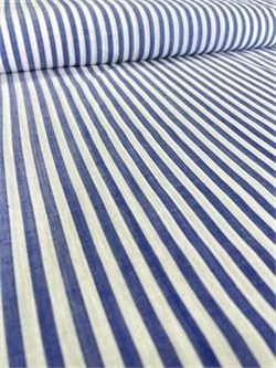 Отрез 1 м Хлопок под лен Сине-белая полоска 5619