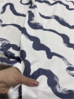 Ткань перкаль хлопок 100% ширина 155 см плотность 130 гр  волны на белом 5689