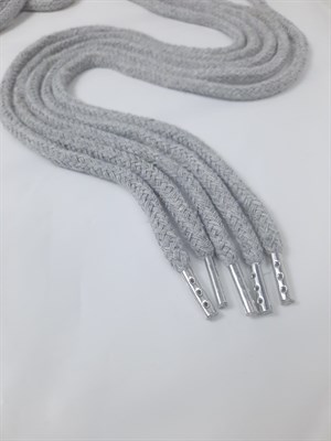 Комплект шнурков 5 шт. для худи металлические наконечники Хлопок Серый - фото 6343