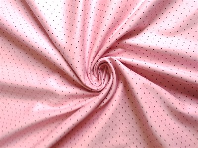 Ткань сатин принт горошек на розовом хлопок 100% ширина 160 см - фото 6933