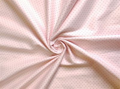Ткань сатин принт Нежно розовый горох 100% ширина 160 см - фото 6946