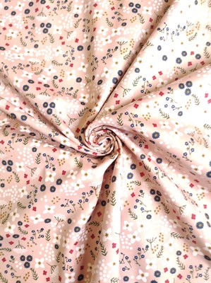Ткань сатин принт Цвветы на розовом 100% ширина 160 см - фото 6954