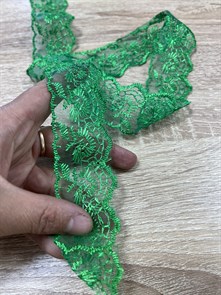 Кружево ширина 3,5 см цвет Зеленый упаковка 15 ярд
