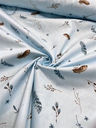Ткань сатин Перья на голубом