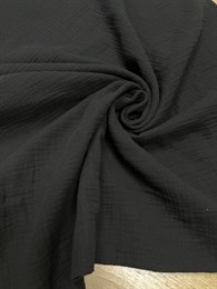 Ткань Муслин жатый двухслойный цвет "Черный " состав 100% хлопок