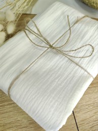 Ткань Муслин жатый двухслойный цвет "Белый"  рулон 30 метров