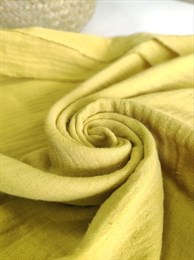 Ткань Муслин жатый двухслойный цвет "Оливка"  рулон 30 метров