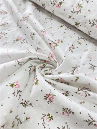 Ткань Батист с мушками цветы на белом хлопок 100% 2189