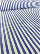 Отрез 1 м Хлопок под лен Сине-белая полоска 5618