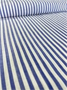 Отрез 1 м Хлопок под лен Сине-белая полоска 5619