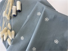 Ткань перкаль хлопок 100% ширина 155 см плотность 130 гр белый цветочек на синем 5692