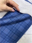 Отрез 1 м Искусственный синяя клетка вех низ белый мех 5650