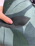 Отрез 0,35 метра футер 3х нитка начес Листья на зеленом 5710