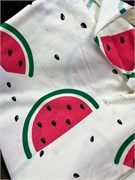 Отрез кулирная гладь арбузы на бежевом 5731