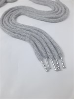 Комплект шнурков 5 шт. для худи металлические наконечники Хлопок Серый