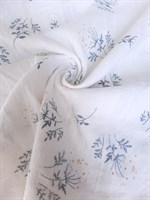 Ткань Батист с полоской  цветы на белом  хлопок 100%