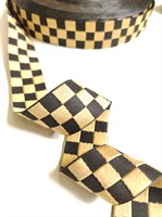 Репсовая лента 3 см  шахматная доска золотой