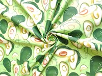 Ткань сатин принт Авокадо на зеленом хлопок 100% ширина 160 см