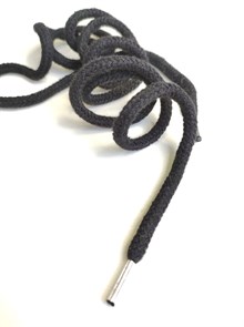 Шнурок для худи металлические наконечники Хлопок Черный