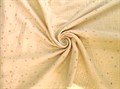 Ткань Муслин жатый двухслойный цвет Бежевый золотые звезды глиттер 100% хлопок - фото 8347